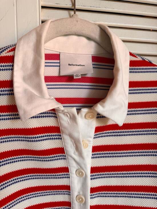Reformation Tops - Reformation Anna Rugby Shirt In Red And Blue Stripe XS